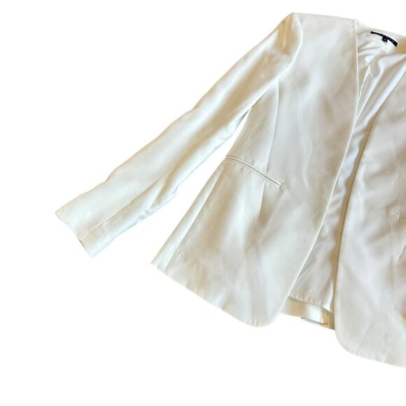 Theory Open-Front Blazer White Long Sleeve Pockets Classic Size 00 Women's - Picture 4 of 9